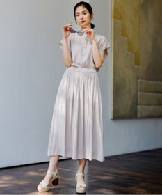 組曲 【新色追加・ウエスト調整可】ギャザーライトデシン パンツ