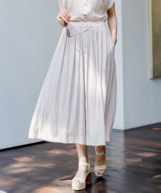 組曲 【新色追加・ウエスト調整可】ギャザーライトデシン パンツ