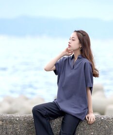 Tiaclasse 【洗える】 リネンミックススキッパーシャツ