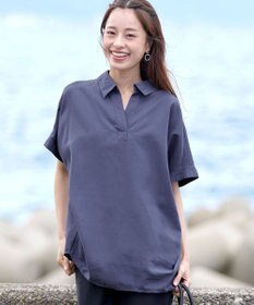 Tiaclasse 【洗える】 リネンミックススキッパーシャツ