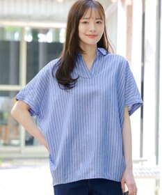 Tiaclasse 【洗える】 リネンミックススキッパーシャツ