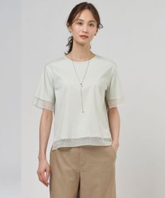 J.PRESS LADIES 【一枚で着映え】コットンスムース レース カットソー