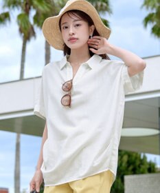 Tiaclasse 【洗える】 リネンミックススキッパーシャツ