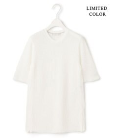 ICB 【WEB限定カラーあり・洗える】 ペーパーブレンドシャインニット 5分袖プルオーバー