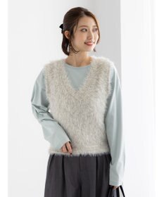 Te chichi シャギーヤーンVネックベスト