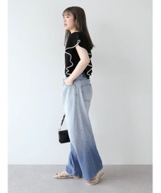 Green Parks 配色フリルニットプルオーバー