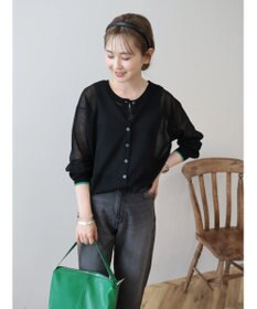 AMERICAN HOLIC バイカラーシアーニットカーディガン