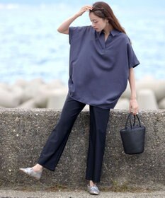 Tiaclasse 【洗える】 リネンミックススキッパーシャツ