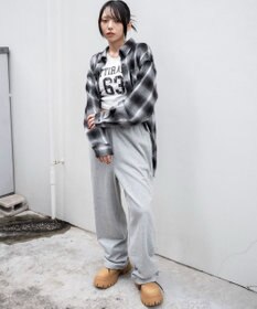 WEGO 【ウエストゴム】スウェットワイドパンツ