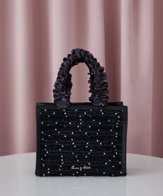 Maison de FLEUR LINTONツイードスクエアフリルトートバッグ