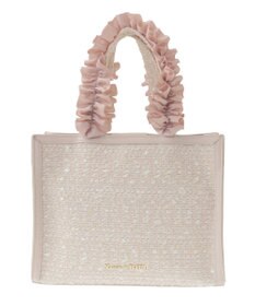 Maison de FLEUR LINTONツイードスクエアフリルトートバッグ