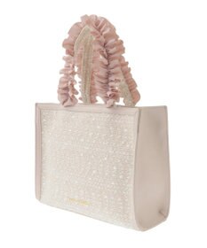 Maison de FLEUR LINTONツイードスクエアフリルトートバッグ
