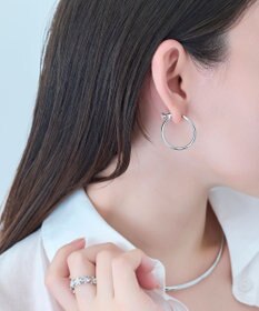 Phoebe 【金属アレルギー対応】2wayウェーブラインフープイヤリング　シルバー/ニッケルフリー