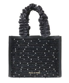 Maison de FLEUR LINTONツイードスクエアフリルトートバッグ
