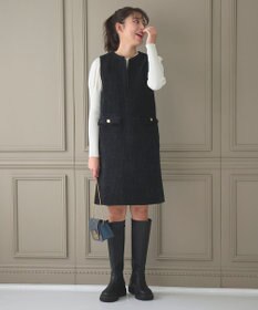 Feroux 【洗える】パフスリーブラメ ニット