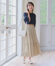 Tiaclasse 【洗える】ベロアプリーツスカート