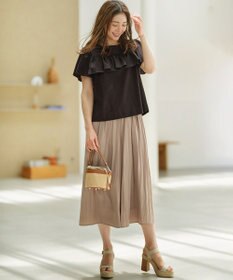 組曲 【秋のNEWカラー追加】ギャザーライトデシン パンツ