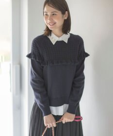 組曲 バスケット編みフリル ニット