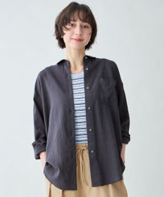 ANY 【Sサイズあり】ヨーロピアンリネンオーバーシャツ スレート