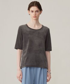 ICB L 【洗える】フロッキーベロア 5分袖プルオーバー