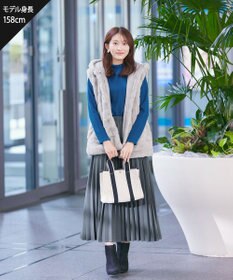 Tiaclasse 【ウエストゴム・洗える】カットソーアコーディオンプリーツスカート