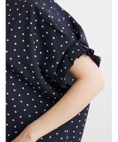 Green Parks ドット柄タックスリーブブラウス