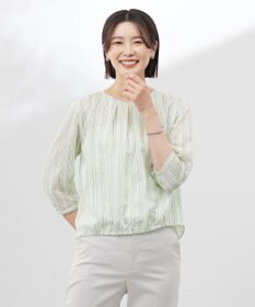 J.PRESS LADIES 【洗える】ランダムストライプ シアー プルオーバー カットソー