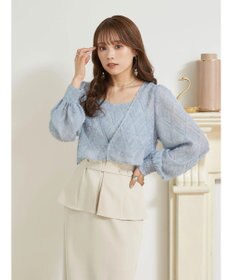 earth music&ecology ＳＥＴ２点カットジャカードカーディガン＋ビスチェ