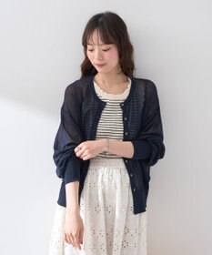earth music&ecology 【予約】接触冷感シアークルーニットカーディガン