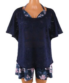 San-ai Resort（三愛水着楽園） 【新色ホワイト＆パープル入荷】４点セット水着　9M・11L【San-ai Resort（サンアイリゾート）】