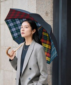 +RING 【2重張り】プラスリング 晴雨兼用傘（長ショート） CHK T1248