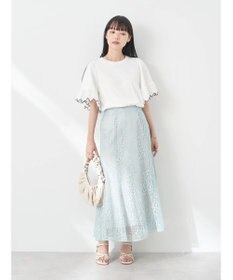 earth music&ecology 配色スカラップスリーブＴＥＥ