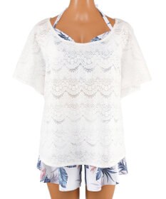 San-ai Resort（三愛水着楽園） 【新色ホワイト＆パープル入荷】４点セット水着　9M・11L【San-ai Resort（サンアイリゾート）】