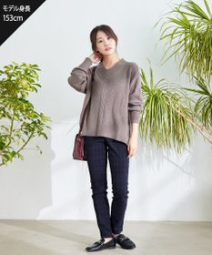 Tiaclasse L 【洗える】Vネック起毛ニットトップス