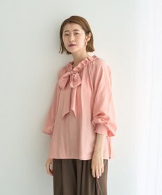 YECCA VECCA フリルギャザーボウタイブラウス