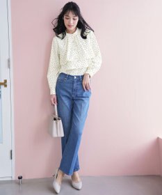 ANY SIS L センタープレスセミフレア デニム