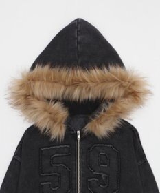 WEGO ファーフードショートZIPパーカー