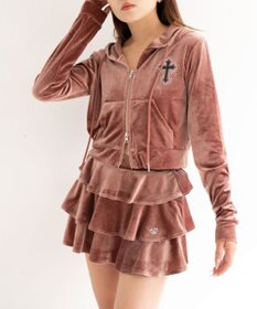 WEGO 【SETUP対応ITEM】ラインストーンベロアWZIPパーカー