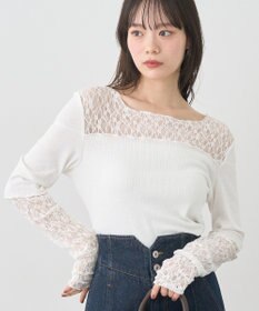 earth music&ecology レース×アイレットプルオ－バー