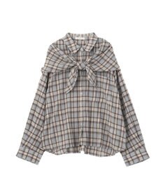Green Parks スカーフ付チェックシャツ
