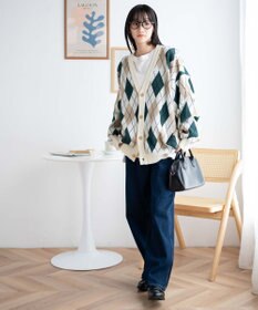 WEGO ルーズフィット総柄カーディガン