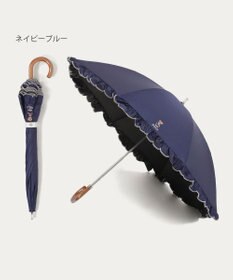 MOONBAT 【WEB限定/遮光率100%/遮熱/UV】POLO RALPH LAUREN（ポロ ラルフローレン）晴雨兼用日傘 ワンポイント ポロベア刺繍 フリル 長傘