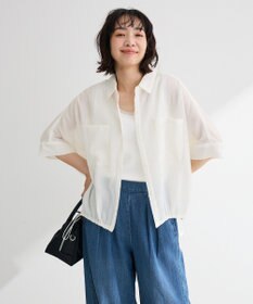 Green Parks 表面感裾ドロスト半袖シャツ