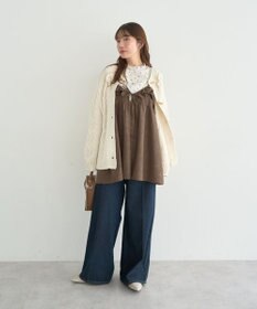 earth music&ecology 【一部予約】フラワーモチーフトグルボタンニットカーディガン