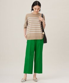 自由区 S 【UVカット・接触冷感・洗える】コットンサテンクロップド丈ワイドストレート パンツ