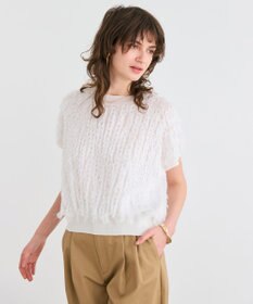 BEIGE， 【洗える】LYCORIS / カットジャカードプルオーバーニット