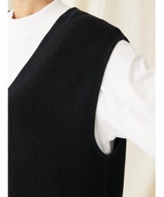 CRAFT STANDARD BOUTIQUE 【2点セット】洗える 60/2 14G片畦Vネックベスト+ロンTEE SET