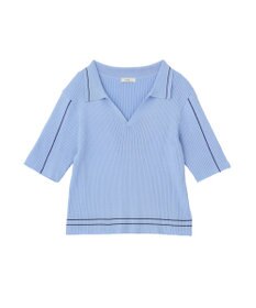 earth music&ecology 【予約】ラインカラーポロニット