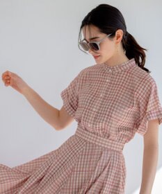 組曲 L 【洗える】シアーチェック ブラウス