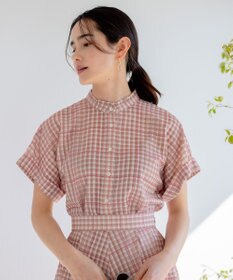 組曲 L 【洗える】シアーチェック ブラウス